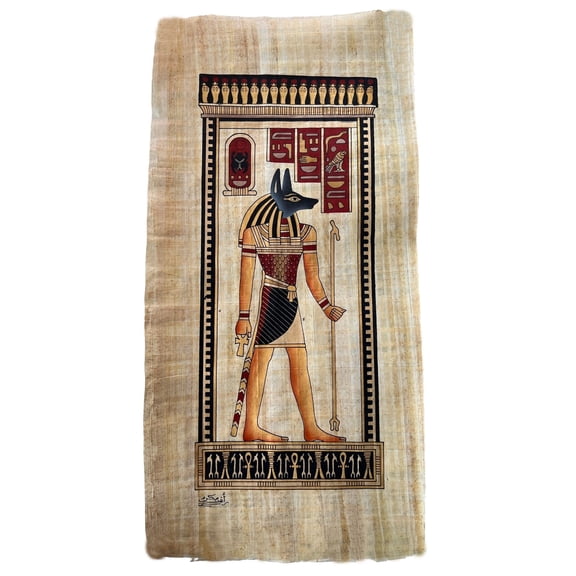 Anubis Portrait Painting Jackal-Headed God Of Dead, For Kids Room Home Decor, Egyptian Mythology, Large Wall Art 24x12 Inches - 60x30 cm