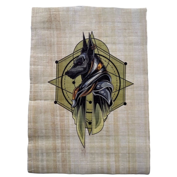 Anubis Sacred Geometry Wall Art Printing on Egyptian Papyrus, Authentic Papyrus Printing, Best Gift for The Great Anubis and Egypt Lovers 13x9 inches