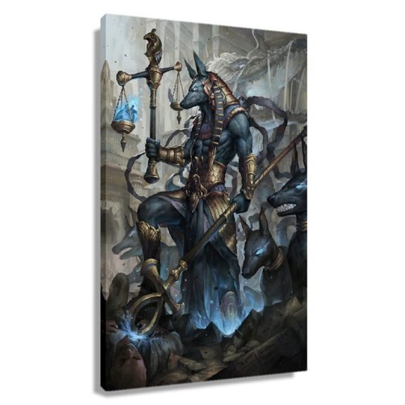 Anubis Wall Art Prints Egyptian Wall Art Framed Painting Canvas Artwork Mythology Poster Modern Abstract Pictures For Hallway Decoration Framed