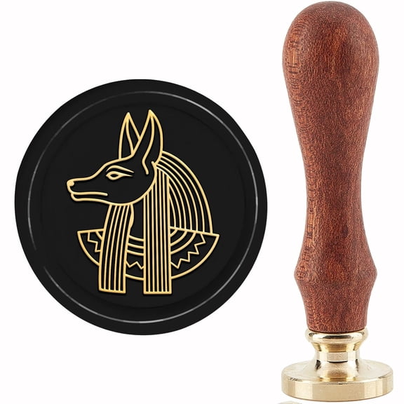 Anubis Wax Seal Stamp Egyptian Theme Mythological Sealing Stamp Copper Seals Retro Removable Brass Stamp Head with Wooden Handle for Letter Invitation Envelope Cards Decoration for DIY