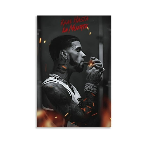 Anuel AA RAPPER Art Poster Wall Art Poster Scroll Canvas Painting Picture Living Room Decor Home 16x24inch(40x60cm)