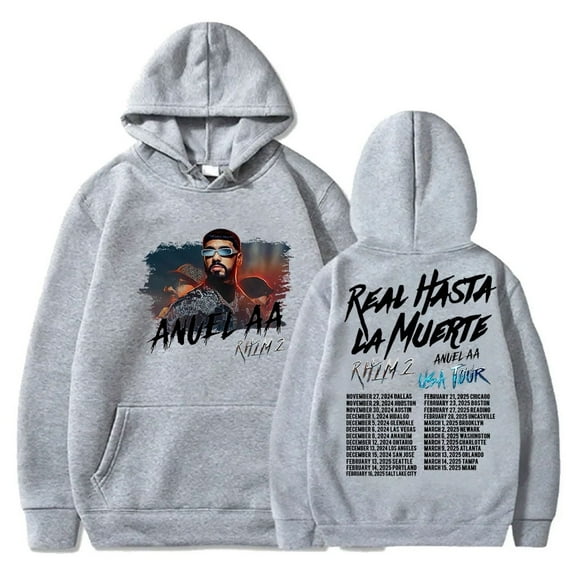 Anuel AA RHLM 2 Tour Hoodies Real Hasta La Muerte Merch Pullovers Unisex Fashion Hip Hop Sweatshirts