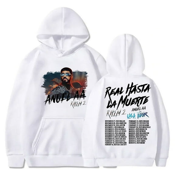 Anuel AA RHLM 2 Tour Hoodies Real Hasta La Muerte Merch Pullovers Unisex Fashion Hip Hop Sweatshirts