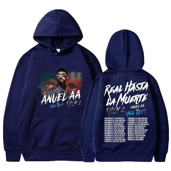 Anuel AA RHLM 2 Tour Hoodies Real Hasta La Muerte Merch Pullovers Unisex Fashion Hip Hop Sweatshirts