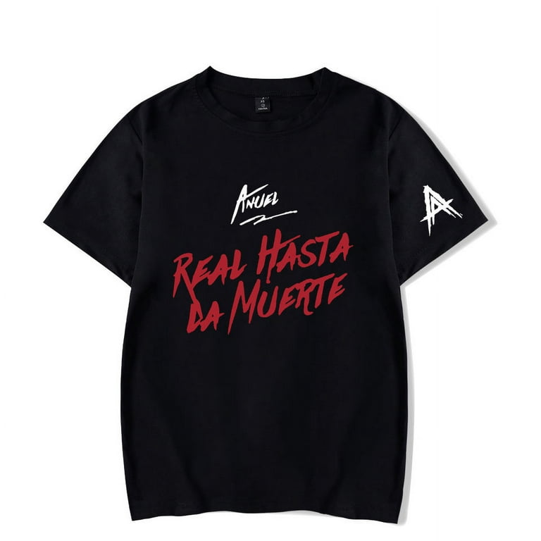 Anuel AA Real Hasta La Muerte T shirt Merch pop graphics print Crewneck Unisex Trend Casual Short Sleeve TShirt Top Walmart