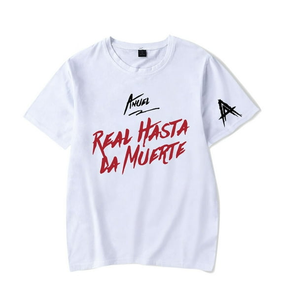 Anuel AA Real Hasta La Muerte T-shirt Pop Graphics Print Crewneck Unisex Trend Casual Short Sleeve