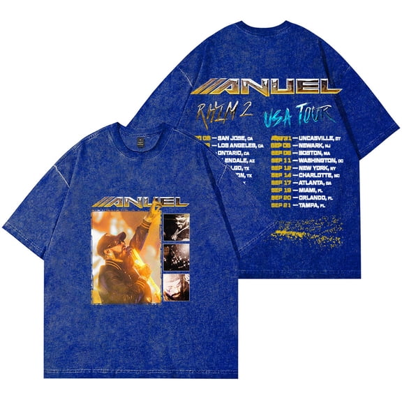 Anuel AA Real Hasta la Muerte 2 Tour Merch Wash T-Shirts Women Men Cotton Short Sleeve Tee