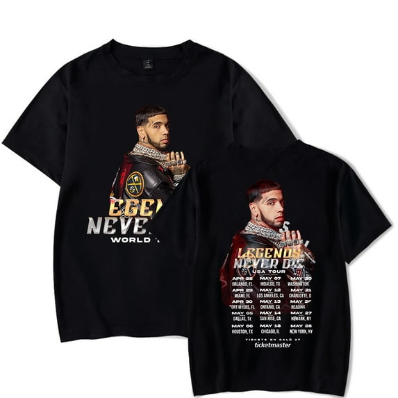 Anuel AA T-shirt Merch EGENDS NEVER DIE WORLD TOUR pop graphics print Crewneck Unisex Trend Casual Short Sleeve TShirt Top