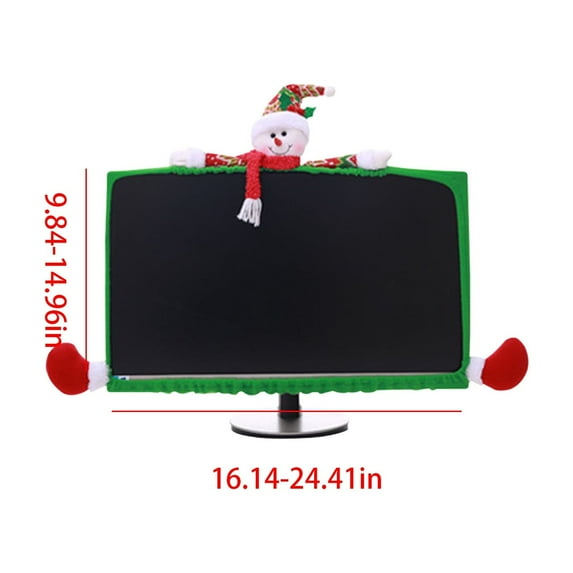 AnuirheiH 1 Pack Christmas Computer Monitor Border Cover TV Monitor Cover Elastic Laptop Computer Cover for Xmas Home Office Computer Decoration-Snow Man