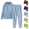 thumbnail image 1 of AnuirheiH 2 Piece Hoodie and Sweatpants Set for Women Long Sleeve Workout Sets Casual Drawstring Jacket Fall Winter Outfits Sweat Sets with Pockets, 1 of 4