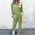 thumbnail image 1 of AnuirheiH 2 piece Women Jogger Set , Solid Color Crew Neck Sweatshirts Women Long Sleeve Irregular Pullover Top/Shirt Comfy Set Womens Activewear Sets, 1 of 5