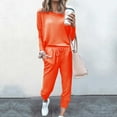 thumbnail image 1 of AnuirheiH 2 piece Women Jogger Set , Solid Color Crew Neck Sweatshirts Women Long Sleeve Irregular Pullover Top/Shirt Comfy Set Womens Activewear Sets, 1 of 5