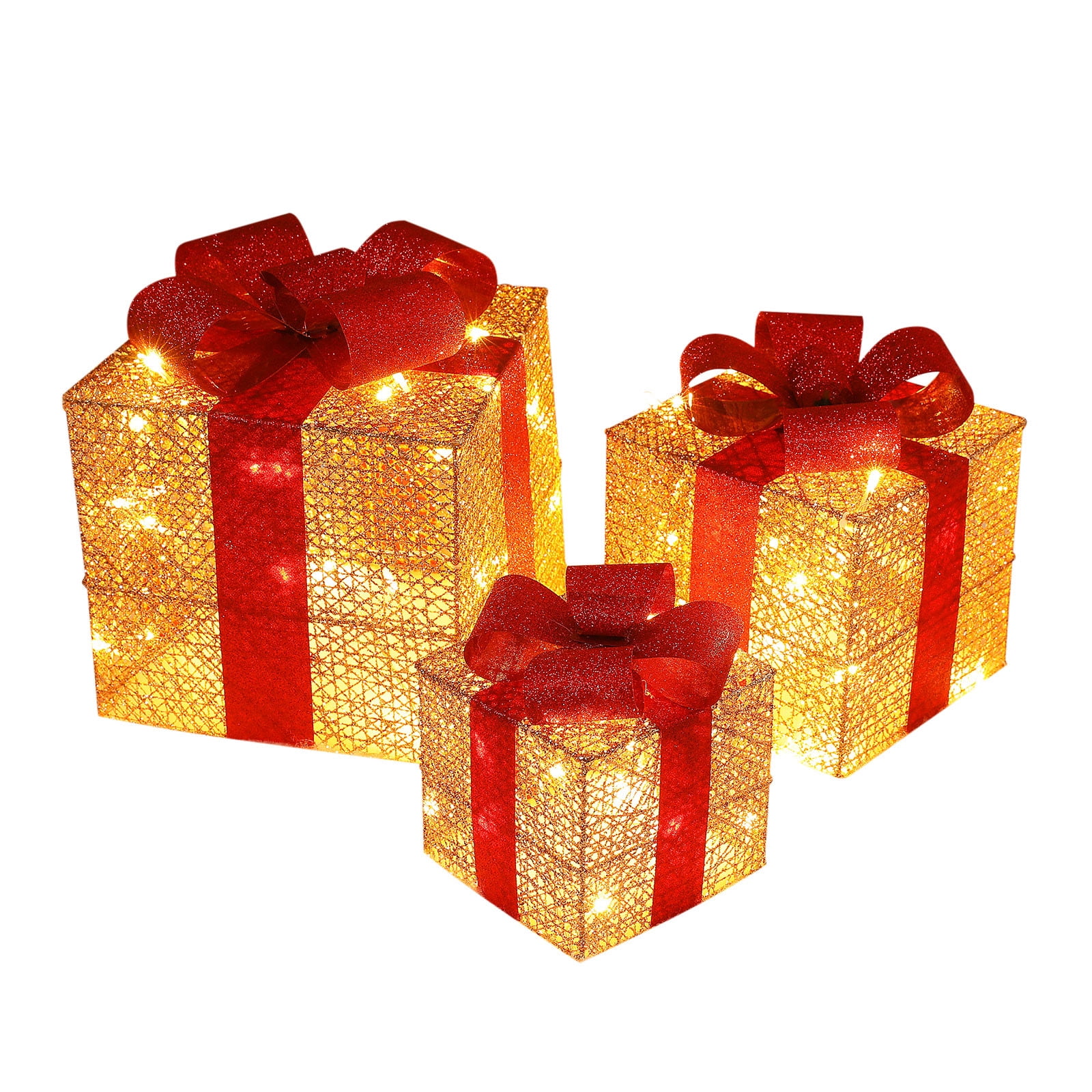 AnuirheiH 3 Pcs Christmas Lighted Gift Boxes Christmas Decorations