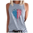 thumbnail image 1 of AnuirheiH 4th of July Tank Tops for Women American Flag Outfits Sleeveless Patriotic Shirts Women's Sleeveless Summer Sexy Casual Tops Regular Round-Neck Printing Sleeveless Vest Tops, 1 of 5