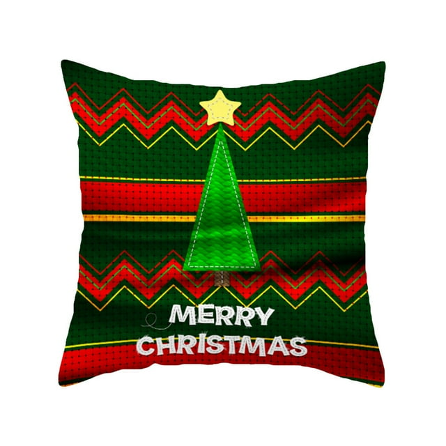 AnuirheiH Christmas Cotton Throw Pillow Covers 18 x 18 Inches,Xmas