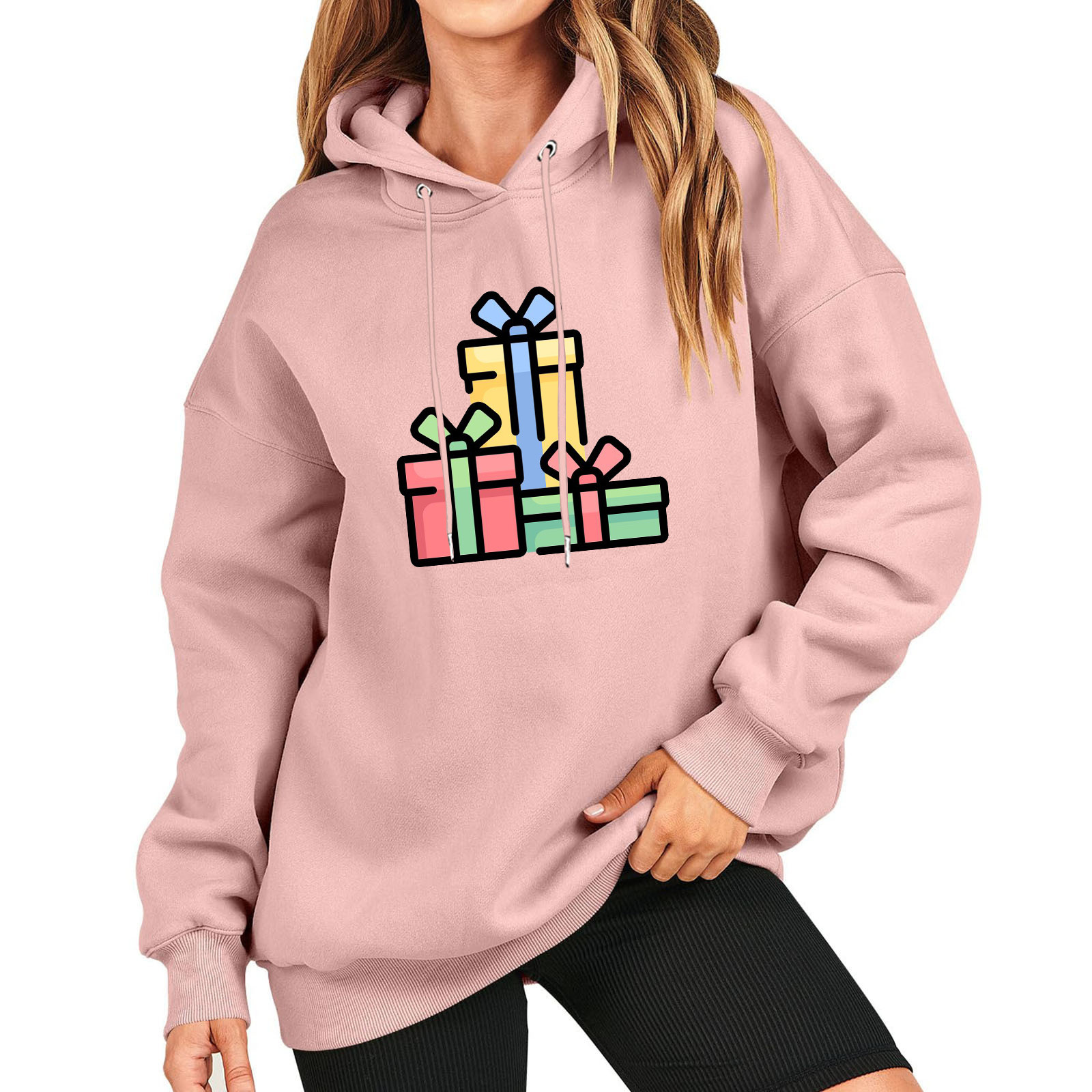AnuirheiH Christmas Hoodie Sweatshirt for Women Plus Size Christmas Fashion Print Long Sleeve