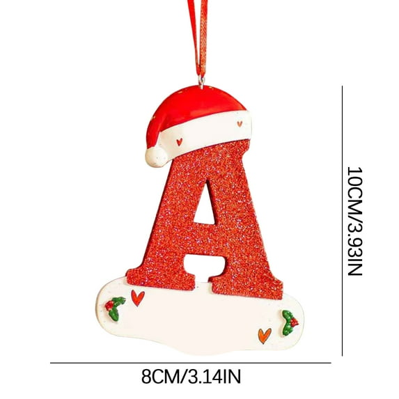 AnuirheiH Christmas Initial with Red Hat Christmas Tree Ornaments Personalized DIY Christmas 26 Letters Ornaments Whimsical Christmas Decoration Xmas Tree Hanging Decor 5 PC (Z)