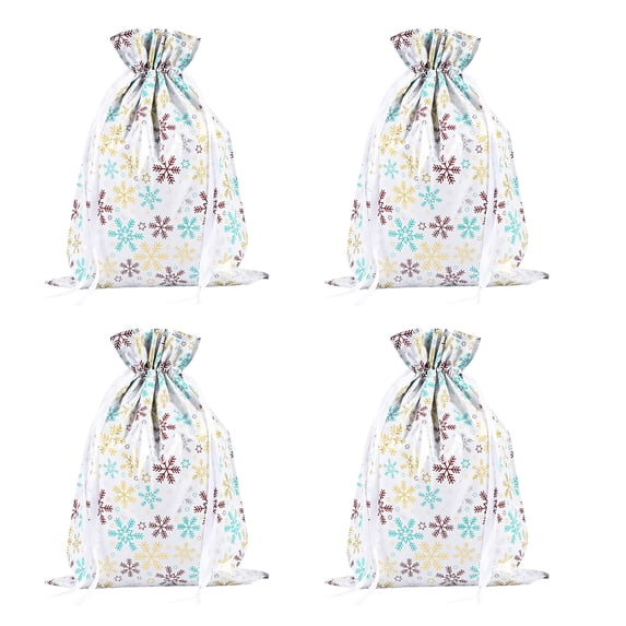 AnuirheiH Christmas Present Bags Candy Bags Drawstring Bags Snowman Snowflake Santa Small Sack Small Reusable Burlap Favor Bags for Candy Wrapper Birthday Christmas Party 8Pcs 15.35x20Inch