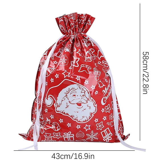 AnuirheiH Christmas Present Bags Candy Bags Drawstring Bags Snowman Snowflake Santa Small Sack Small Reusable Burlap Favor Bags for Candy Wrapper Birthday Christmas Party 22.8x16.9Inch