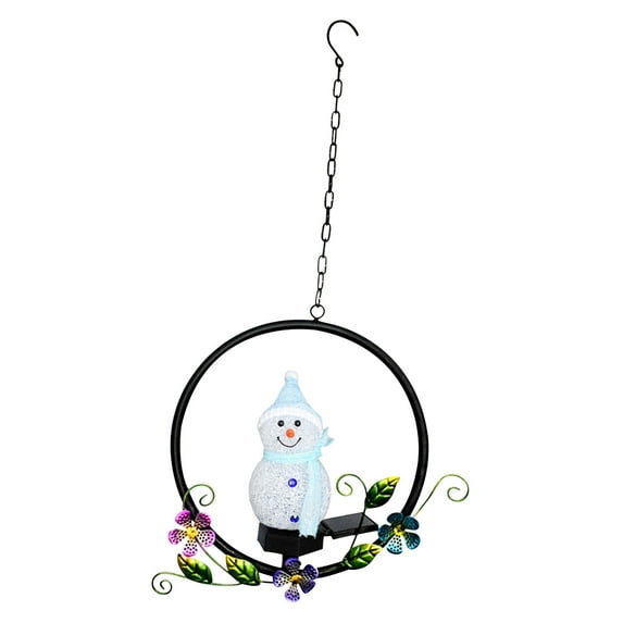 AnuirheiH Christmas Solar Garden Hanging Light LED Lights Christmas Lawns Snowman Decoration Light Wind Chime Light 11.22x19.49inch