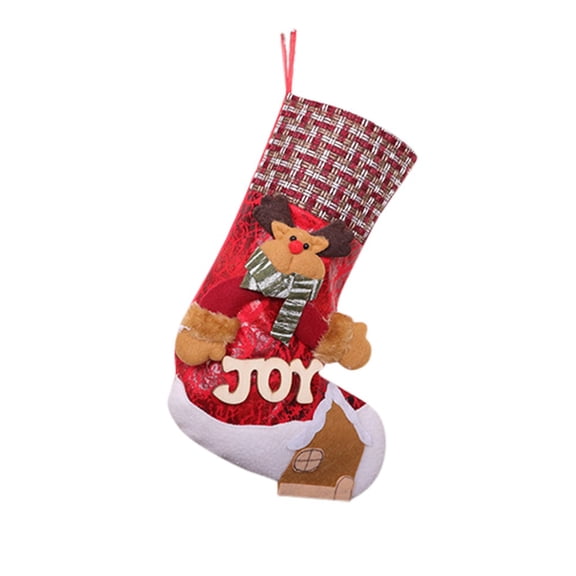 AnuirheiH Christmas Stockings Elk Pattern Hanging Stockings Candy Bag Red White Christmas Decorations Gift Bag Hanging Ornament for Xmas Holiday Party Pet Home
