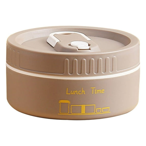 Guanhe Clearance Round Insulated Lunch Box Stainless Steel , Microwaveable Lunch box for School and Office, Reusable Outdoor Camping Portable Bento Box(Coffee,S)