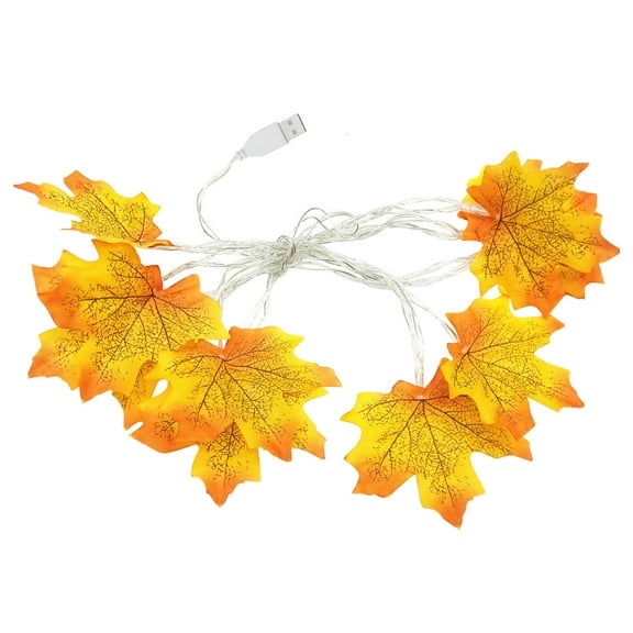 AnuirheiH Fall Lighted Garland Thanksgiving Fall Decor Lighted Fall Garland 9.84 Ft 20 LEDs Fall Leaves Garland String Lights Plug in Maple Leaf Lights for Decorations Indoor Outdoor Home