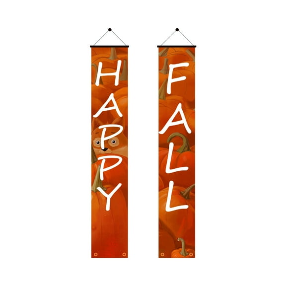 AnuirheiH HAPPY FALL Hanging Banner Porch Sign Autumn Pumpkin Backdrop Flag Fall Harvest Welcome Banner for Indoor Outdoor Wall Door Decoration Thanksgiving Party Decorations 70.8"x12.2"