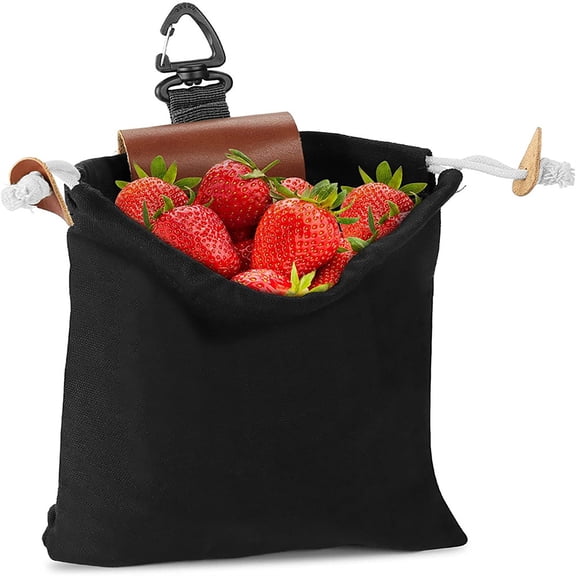 AnuirheiH Leather Waxed Canvas Pouch foraging Pouch Mushroom foraging Bag,Fruit Picking Bag,Vegetable Storage Pouch,Collapsible Outdoor Bushcraft Belt Bag,Portable Canvas Bag for Camping Hunting