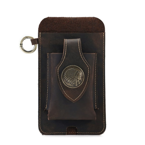 AnuirheiH Men Leather Waist Bag Vintage Cell Phone Holster Pouch,Outdoor Sports Men's Bag Waist Bag Mobile Phone Pocket