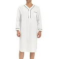 thumbnail image 1 of AnuirheiH Men's Casual Cotton Shirts 2023 Fall MuSlim-Fit Gown Medium Long Sleeve Standing Neck Button Home Suit Comfortable Loose Sleeping Dress Gown,White,XXL, 1 of 5