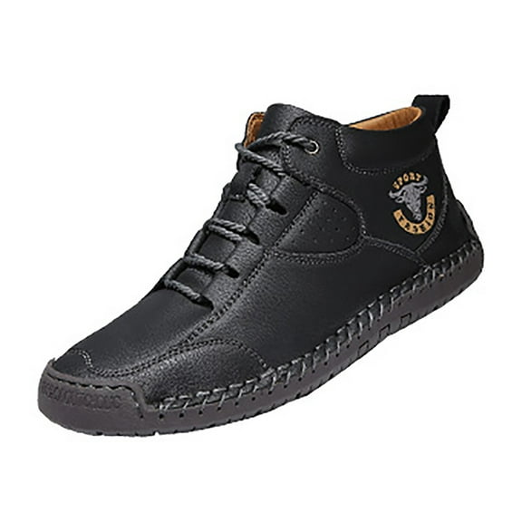 AnuirheiH Men's Leather Sport Shoes Winter Ankle Bootie Workout Footwear Outdoor Shoes