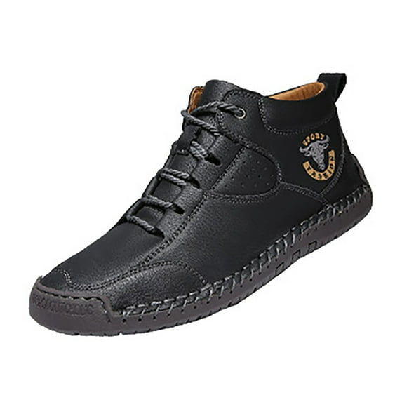 AnuirheiH Men's Leather Sport Shoes Winter Ankle Bootie Workout Footwear Outdoor Shoes