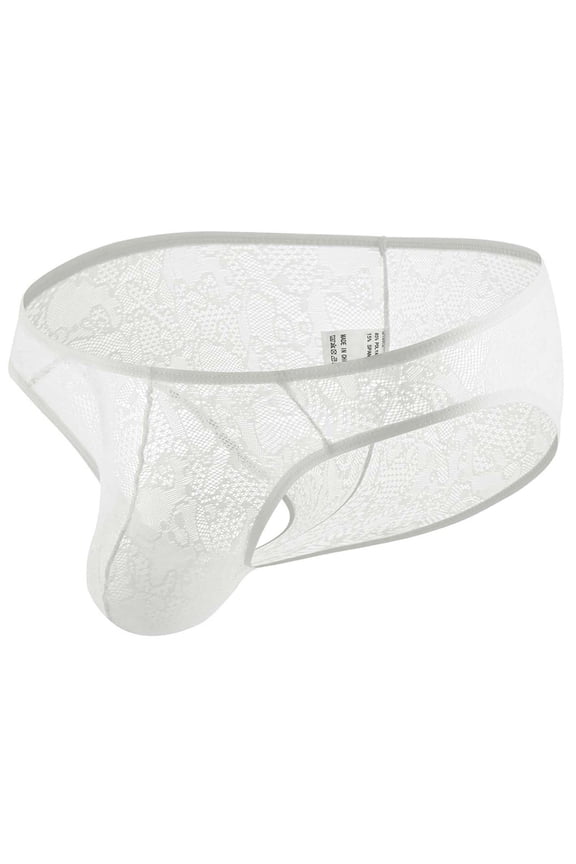 Men's Lingerie Casual Solid Sexy Cutout Open File Ice Silk Briefs