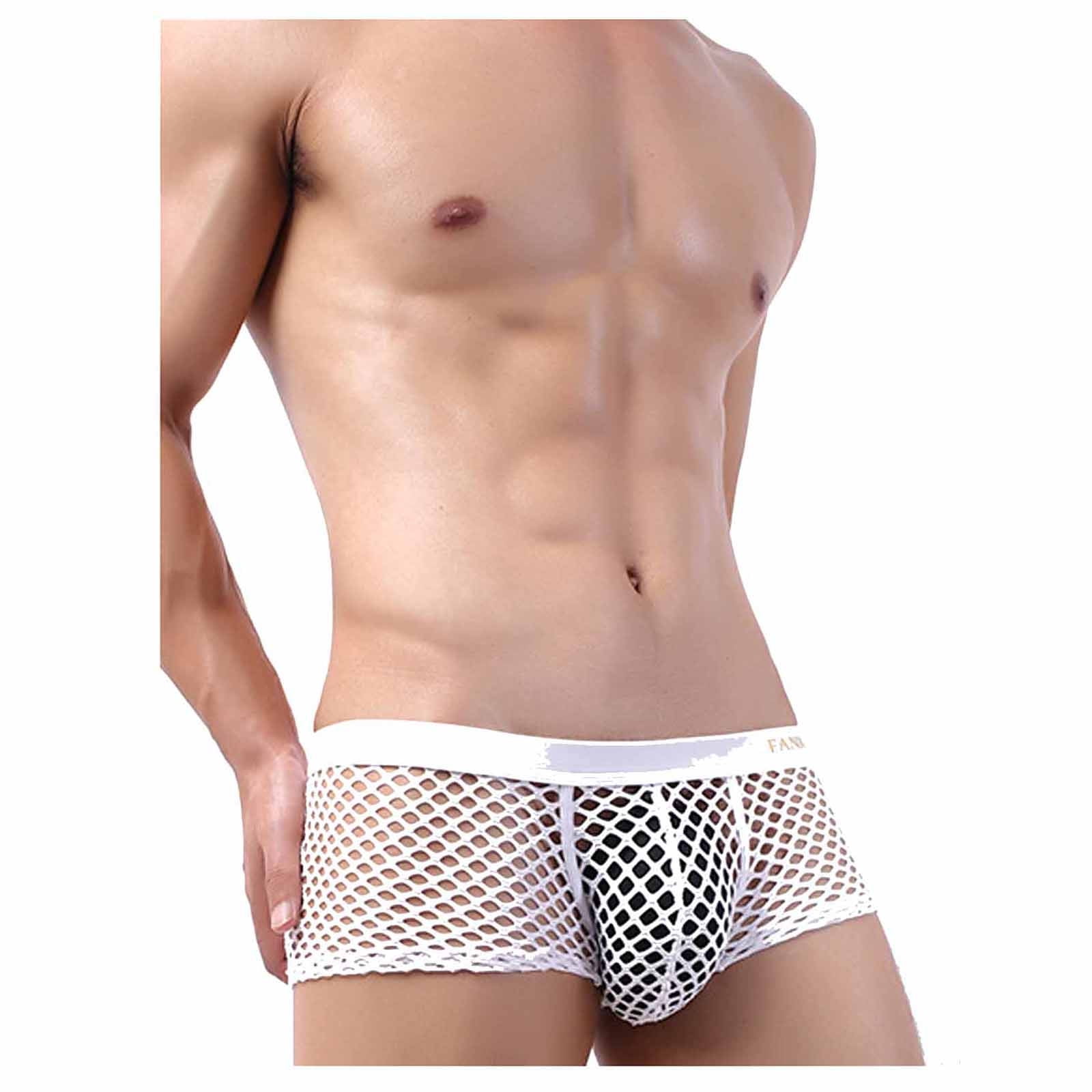 AnuirheiH Men's Lingerie Low-rise Nightwear Sexy Underwear Men's Lingerie  Transparent Mesh Boxers Briefs Short Sale Clearance