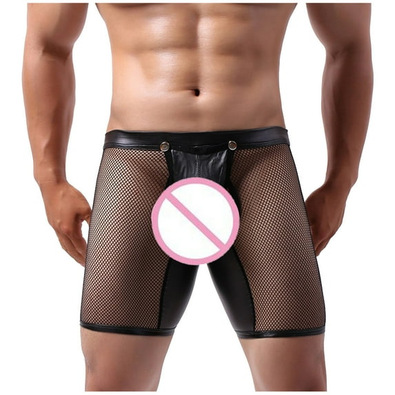 AnuirheiH Men's Lingerie Sexy Mesh Hollow Out Lingerie Breathable knickers Underpants Underwear