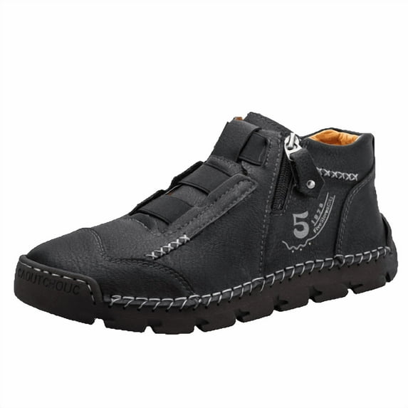 AnuirheiH Men's Shoes Casual Shoes High-top Leather Shoes Trendy Large Size Men's Shoes Boots, Breathable Driving Men's Shoes Shoes Trend