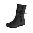 thumbnail image 1 of AnuirheiH Men's Shoes Winter Flat Heel Leather Strap Warm Lace Up Vintage Neutral Mid Boot Boots, 1 of 3