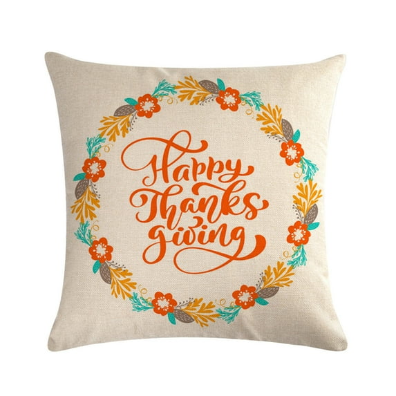 AnuirheiH Thanksgiving Cotton Throw Pillow Covers 18 x 18 Inches,Cushion Cover Case Decorations Winter Holiday Party Pillow Customized Zipper Pillowcase Decor for Sofa,Bed,Couch,Car
