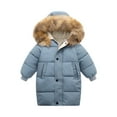thumbnail image 1 of AnuirheiH Thicken Plush Warm Kids Down Coat Winter Hooded Long Boys Girls Cotton Down Jackets Outerwears Children Clothing Sale on Clearance, 1 of 3