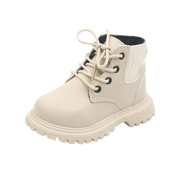 AnuirheiH Toddler Shoes Boys Girls British Style Knitted Elasticated Lace-up Non-slip Comfortable Boots