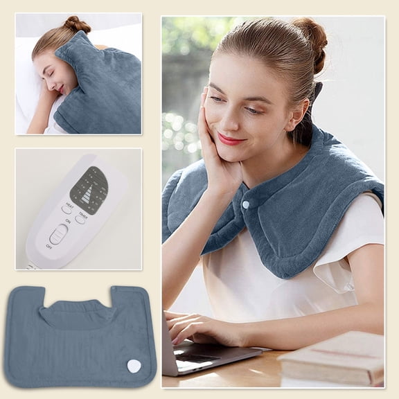 AnuirheiH USB Heated Shawl Heated Blanket Plush Flannel Blanket with 4-Setting Temperature Controller Cord for Car Office Home