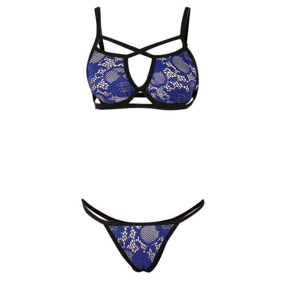 AnuirheiH Women Lingerie Corset Lace Free Wire Racy Muslin Sleepwear Underwear Tops+Briefs