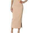 thumbnail image 1 of AnuirheiH Women's Midi Skirts 2023 Fall Fashion Casual Comfortable Wrap Buttocks Mid-Calf Skirt,Beige S, 1 of 5