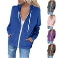 thumbnail image 1 of AnuirheiH Womens Hoodie Full Zip Long Sleeve Lightweight Sweatshirts Pockets Jacket Coat, 1 of 5