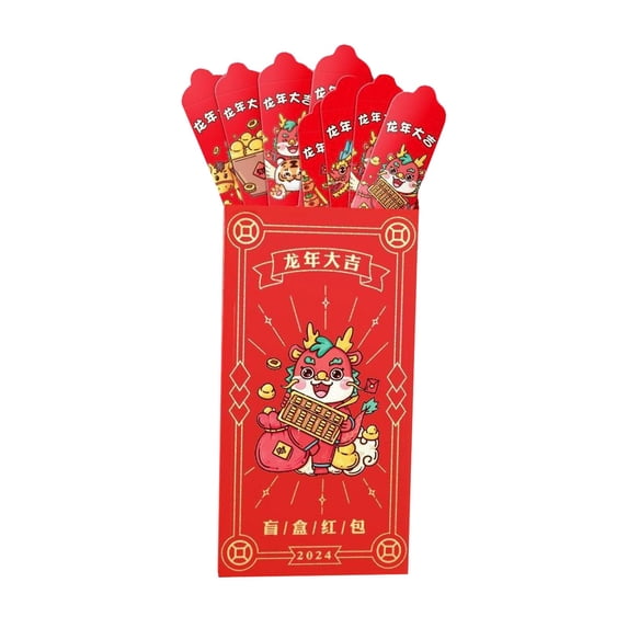 Anuirheih 2024 Dragon Year Lottery Red Envelope 12 Boxed Lottery Red Envelopes for Wedding New Year's Eve Money Gift Envelopes for Cash(Red)