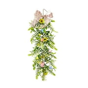Anuirheih 23.6inch Artificial Easter Garland with Easter Eggs, Spring Floral Garland Decor for Home Kitchen Mantle Fireplace Indoor Outdoor Holiday Party