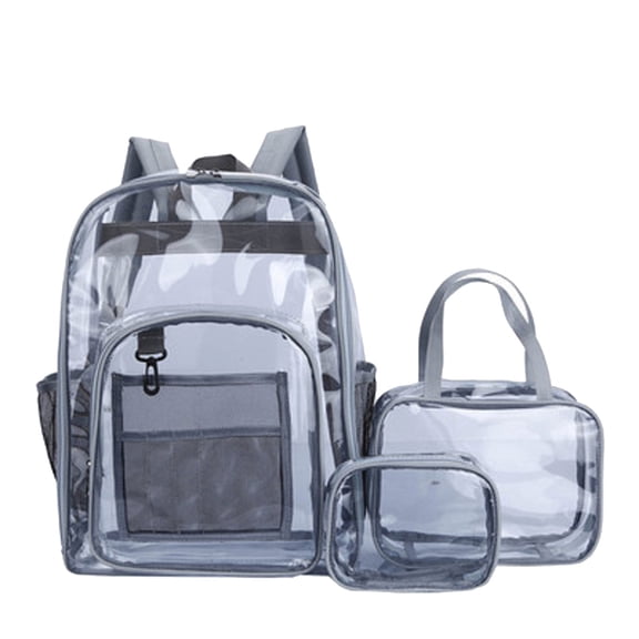 Anuirheih 3Piece Set Clear Backpack, Heavy Duty Small Plastic Backpacks with Reinforced Straps for Game Stadium School Work Sport