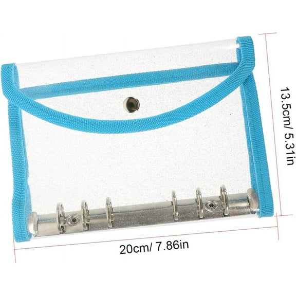 Anuirheih 6 Ring Binder Pocket Folder, Wrapped Loose-leaf PVC Transparent Case New Travel Account for School Office