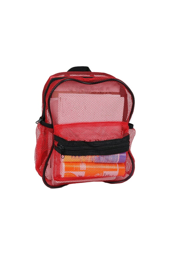 Anuirheih Beach Shoulder Backpack Stadium, Clear Mesh Bag Waterproof Handbags with Side Mesh Pocket & Handles for Beach Pool Work Sports